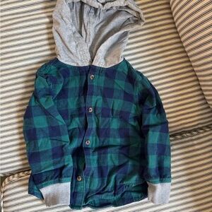 Hanna Andersson Kids Green and Blue Plaid Hoodie